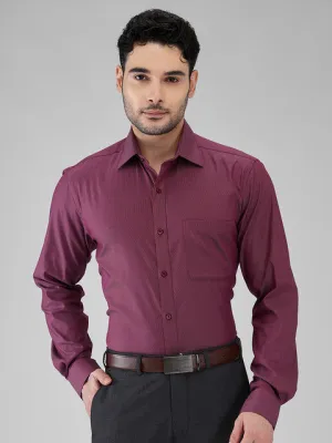 Raymond Men Maroon Structured Slim Fit Cotton Blend Formal Shirts