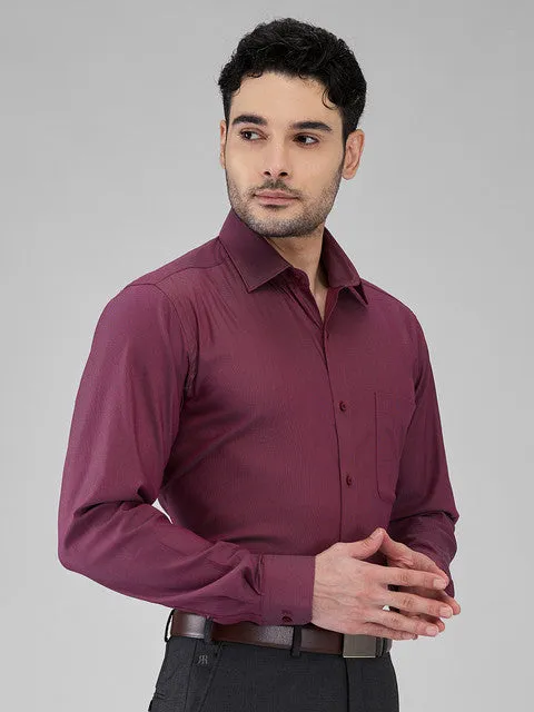 Raymond Men Maroon Structured Slim Fit Cotton Blend Formal Shirts
