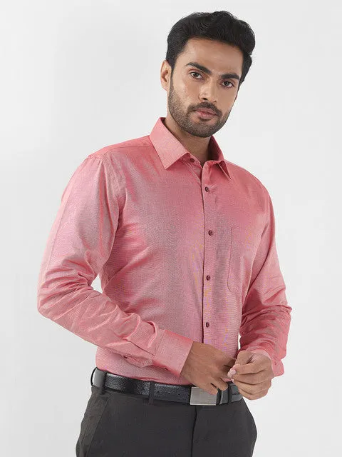 Raymond Men Pink Solid Slim Fit Cotton Formal Shirts