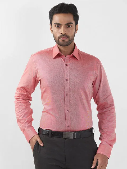 Raymond Men Pink Solid Slim Fit Cotton Formal Shirts
