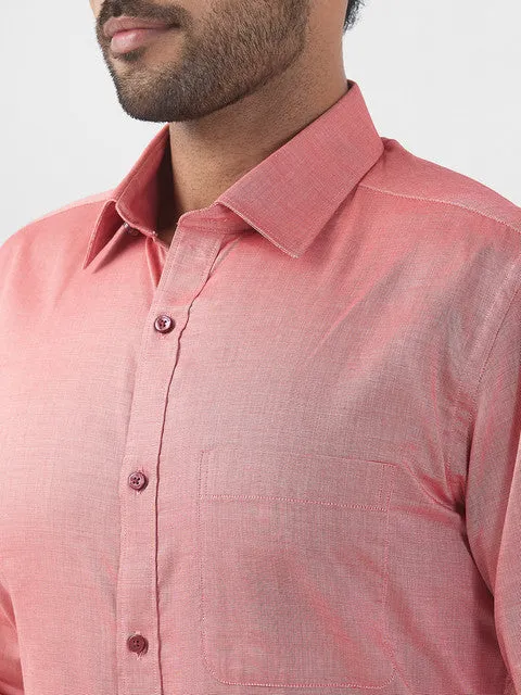 Raymond Men Pink Solid Slim Fit Cotton Formal Shirts
