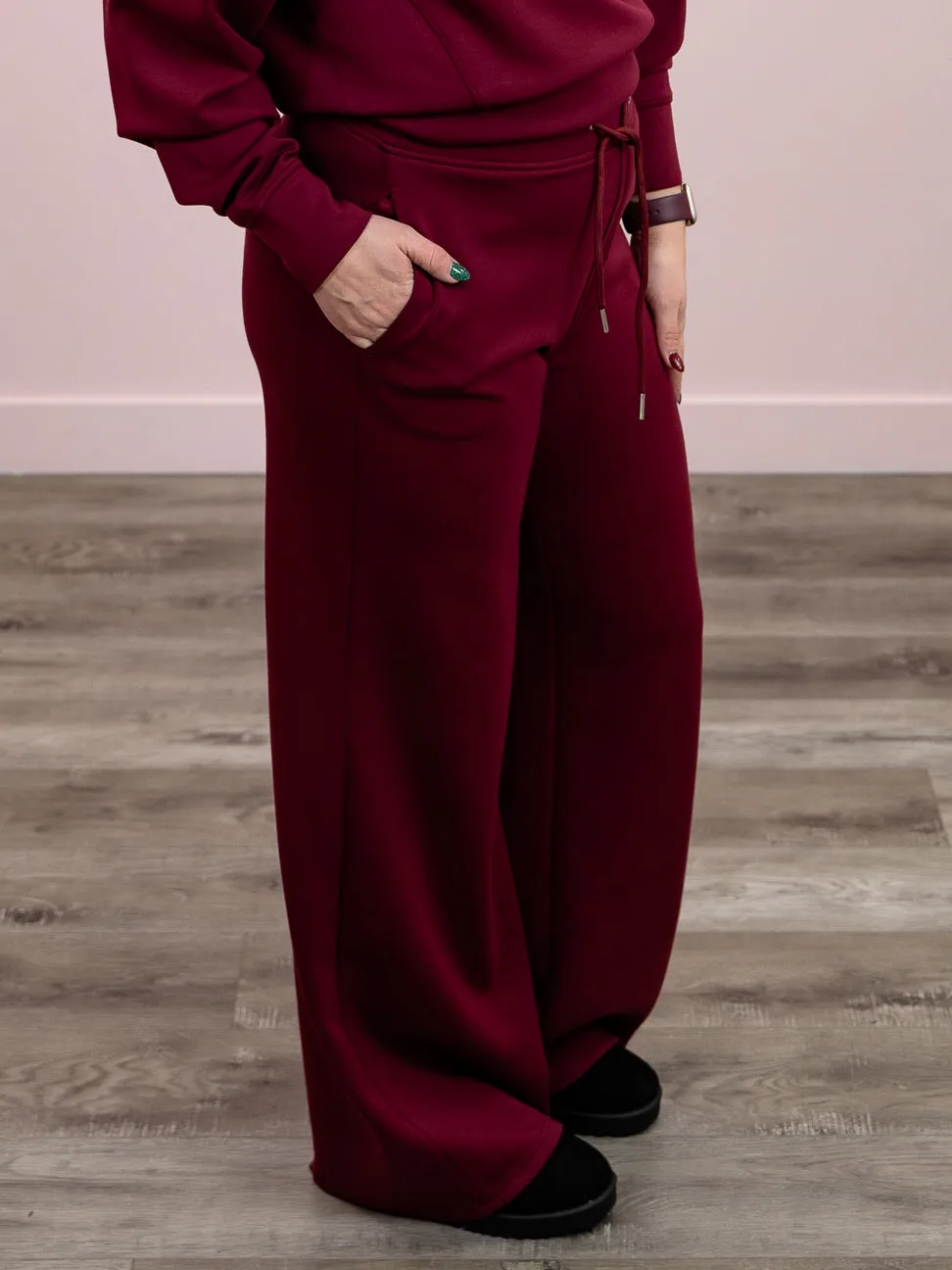 RD Style | Erika Soft Knit Drawstring Pants | Oxblood