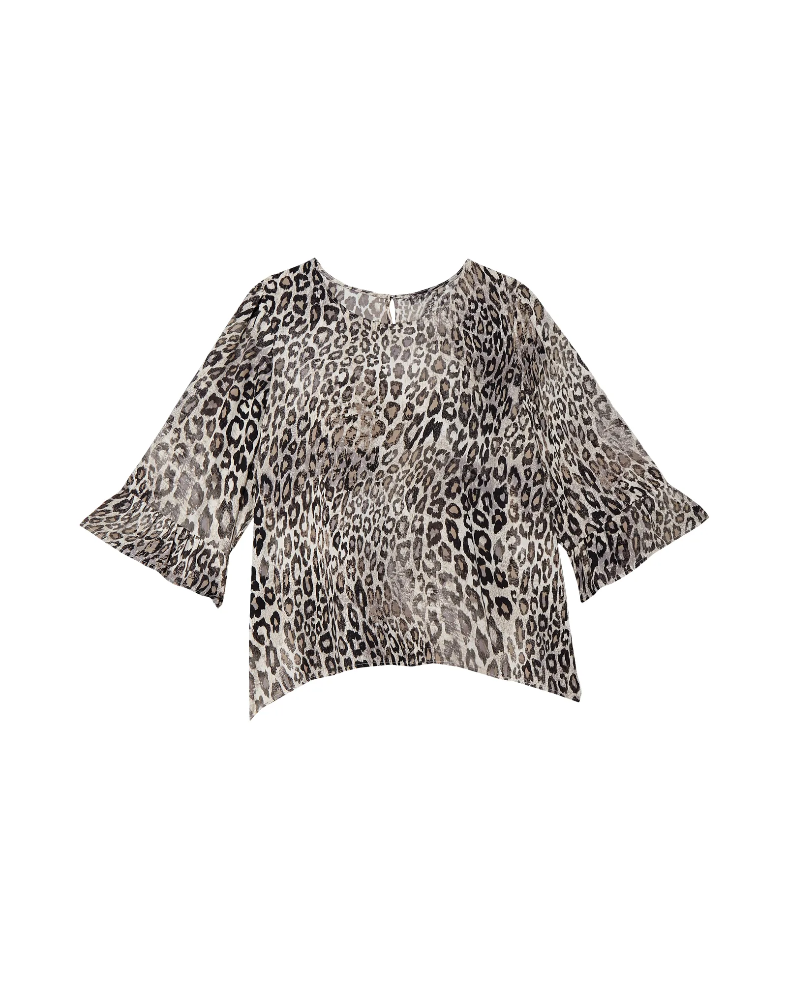 Ruah Flared Sleeve Blouse | Light Grey / Black