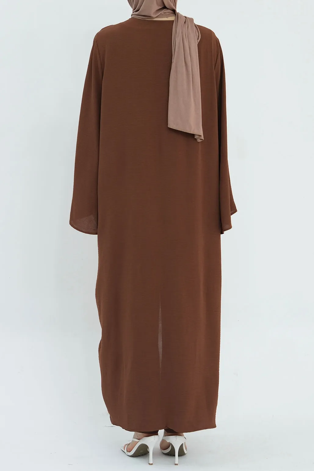 Sadia Stylish Casual Three Piece Abaya Set 779 - Coffee
