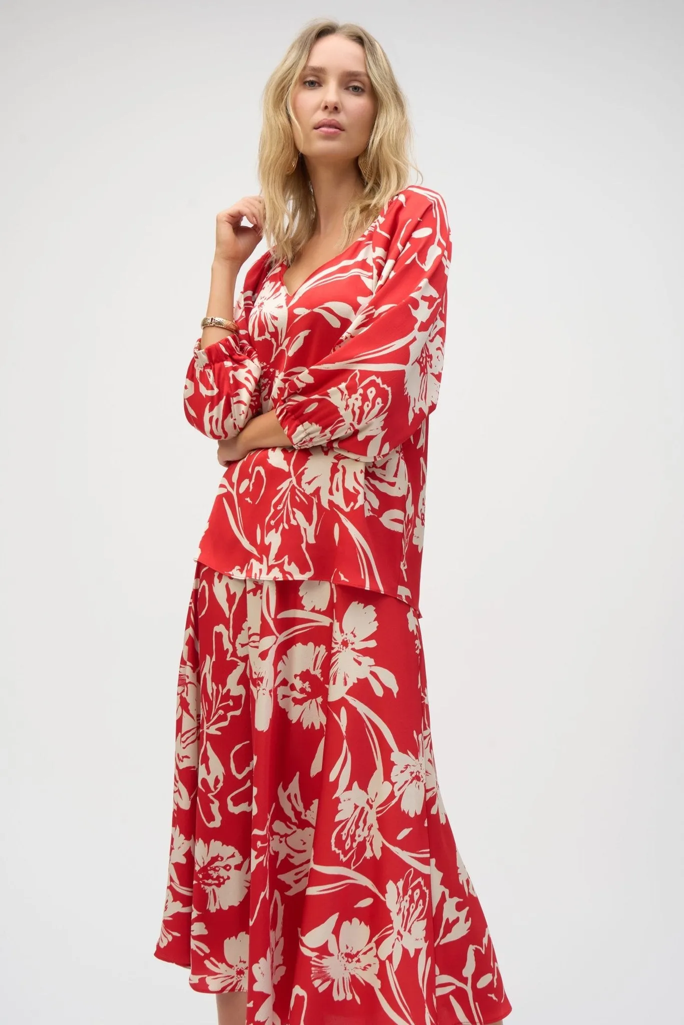 Satin Floral Print Straight Top