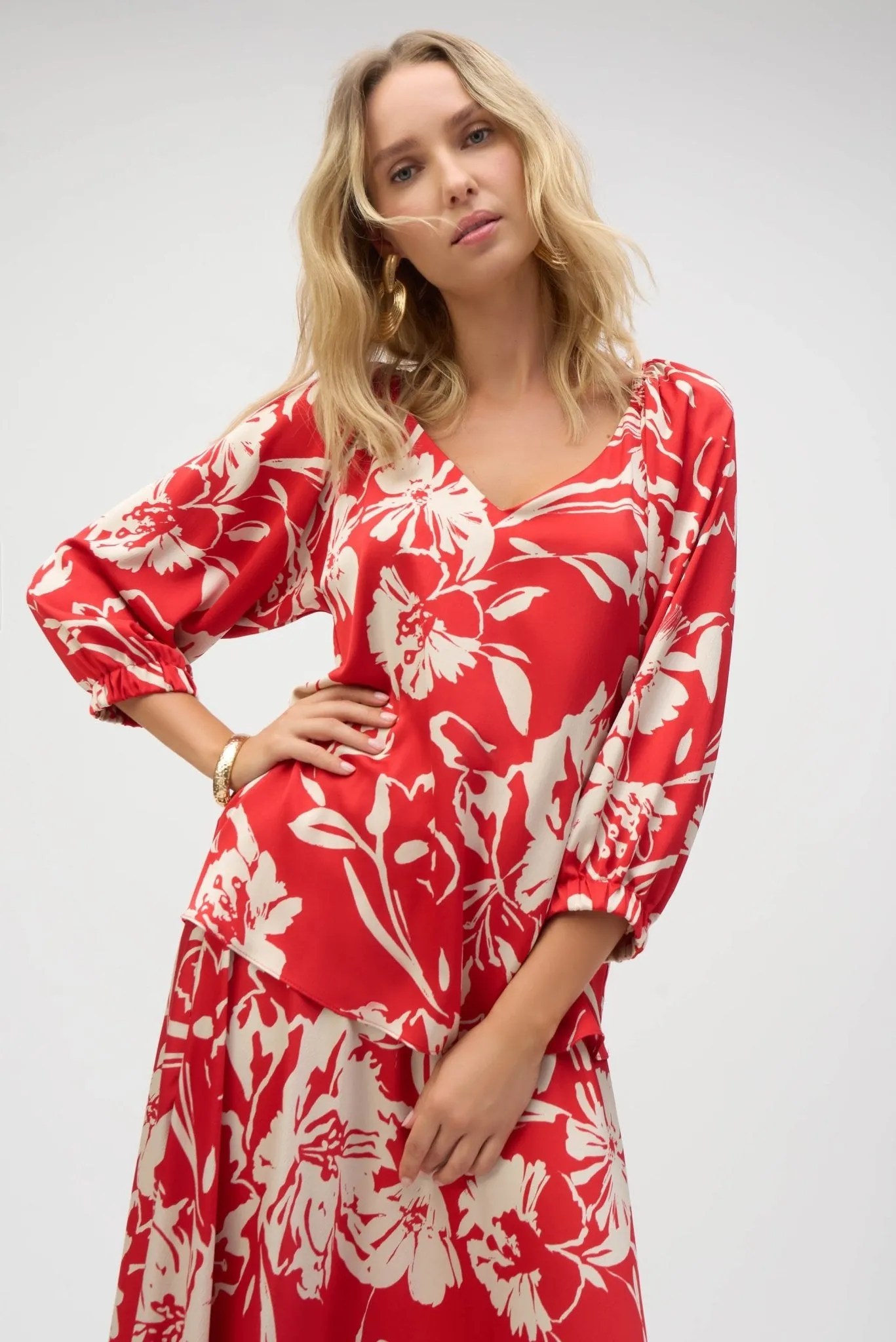 Satin Floral Print Straight Top