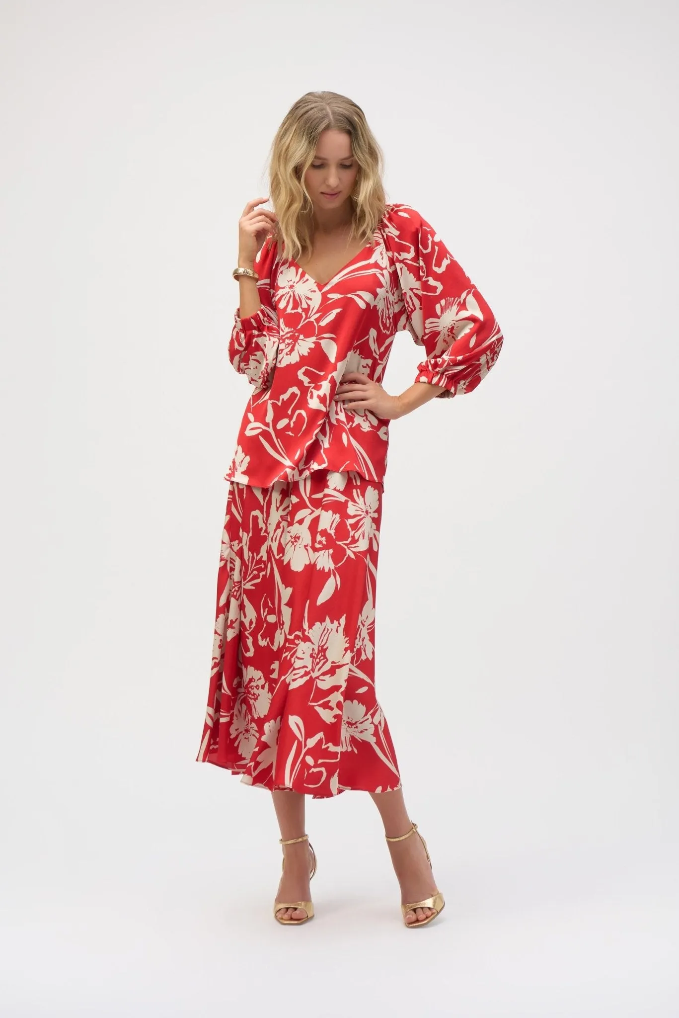Satin Floral Print Straight Top