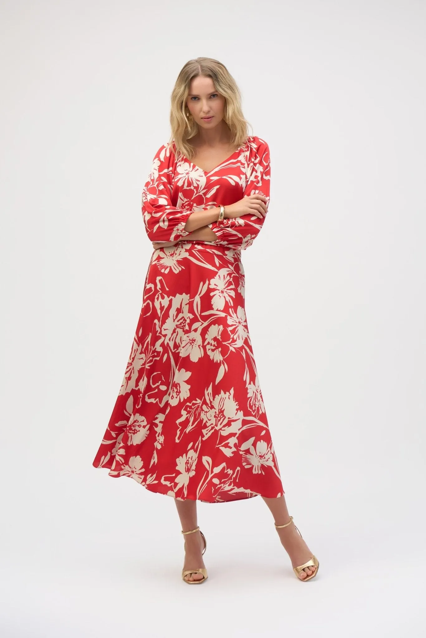 Satin Floral Print Straight Top