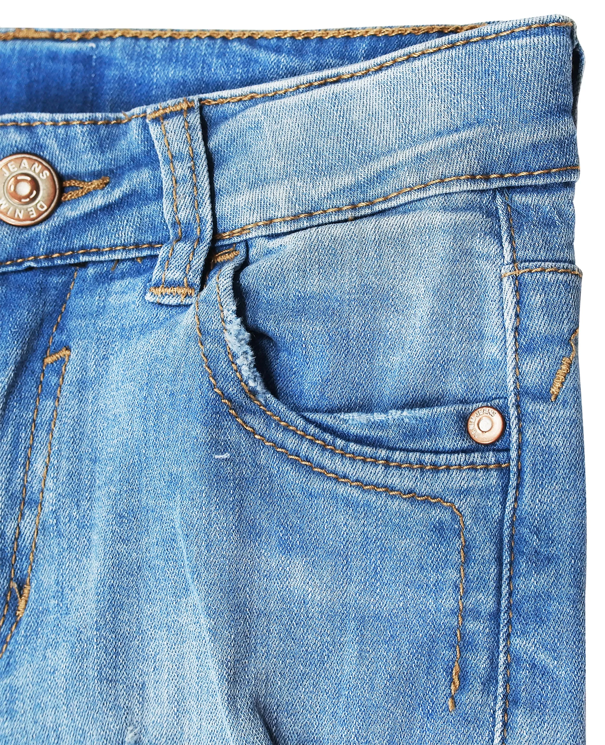 Slim Jeans For Kids Bird Shaped Ripped Holes Elastic Band Inside