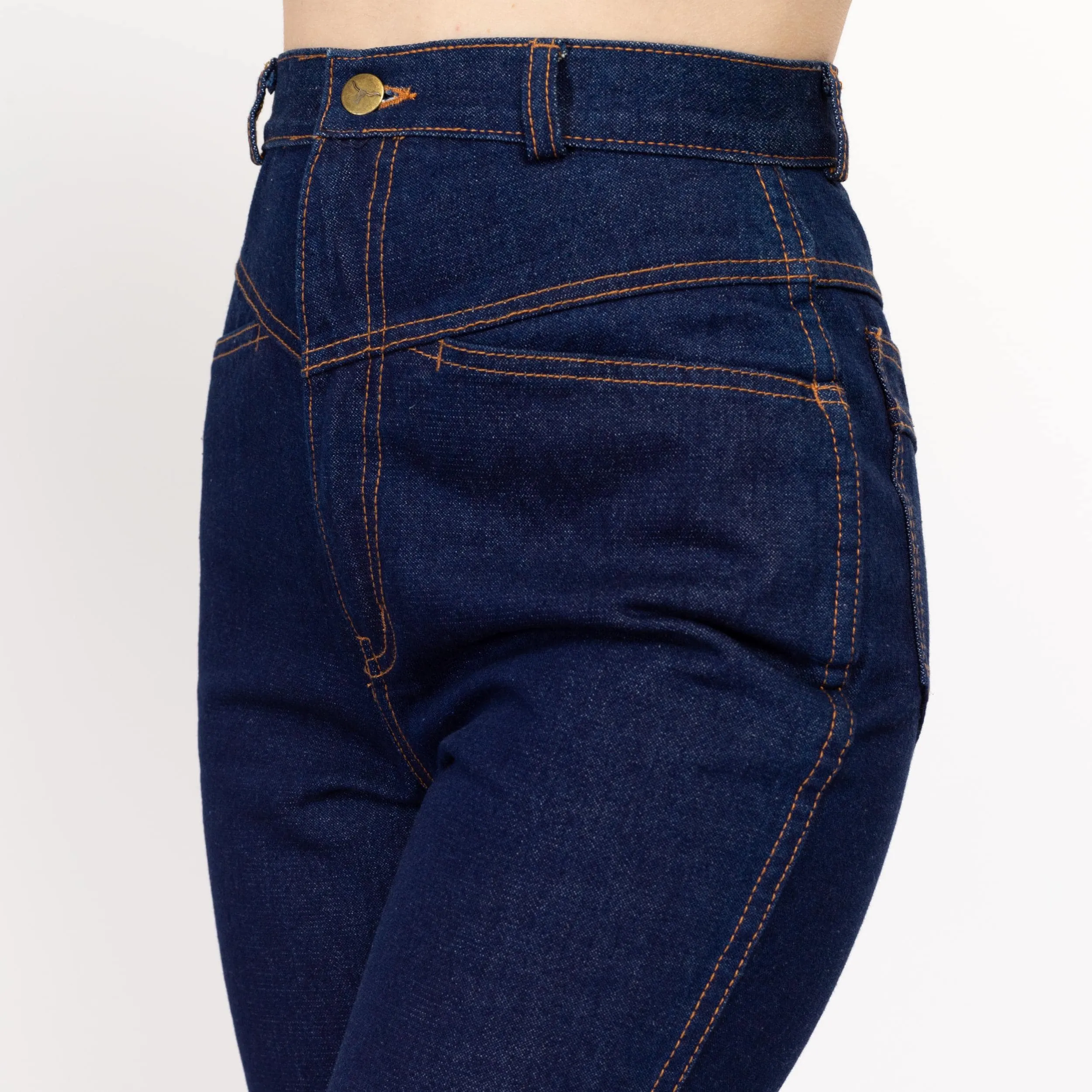 Small 80s Western Dark Wash Yoke Jeans 27"