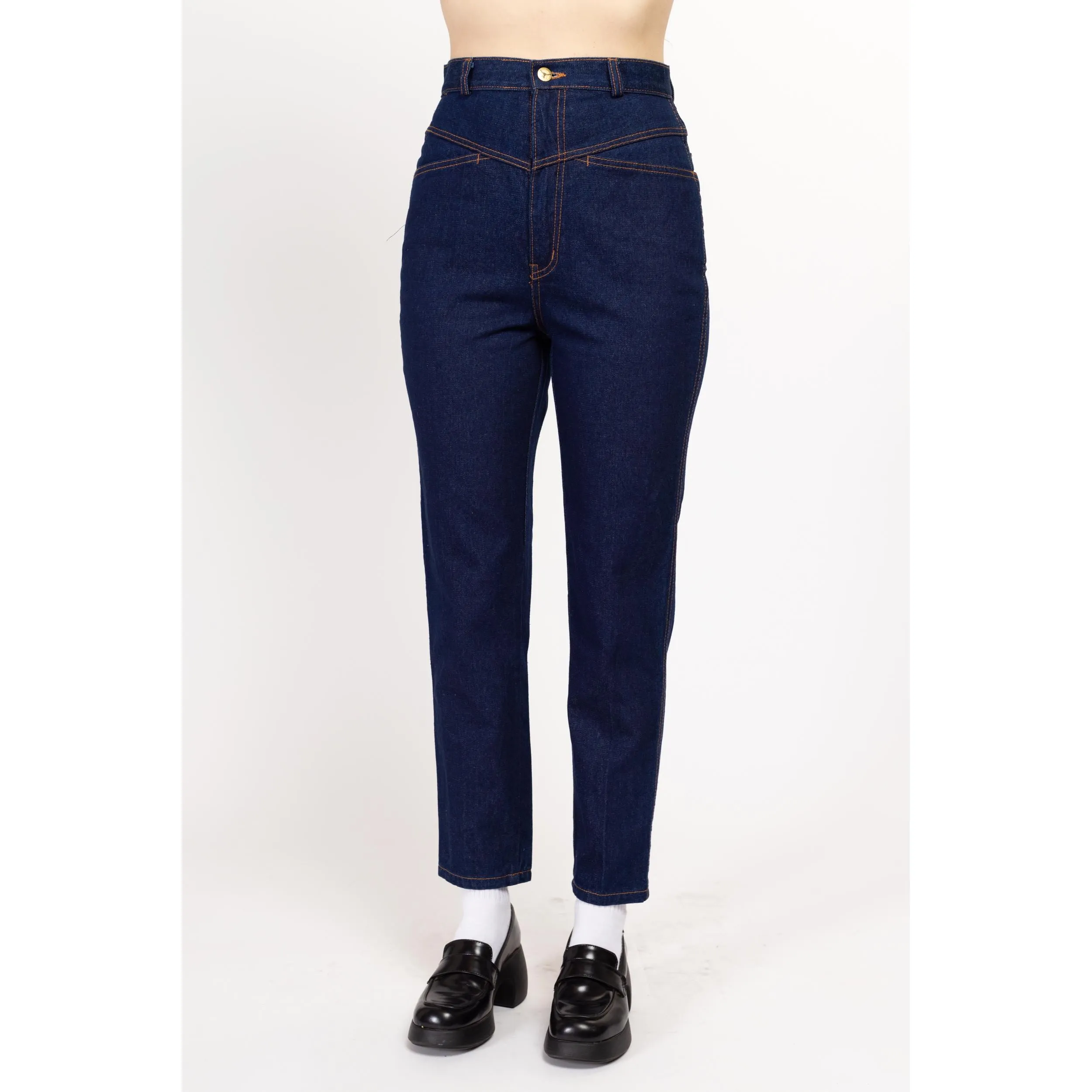 Small 80s Western Dark Wash Yoke Jeans 27"