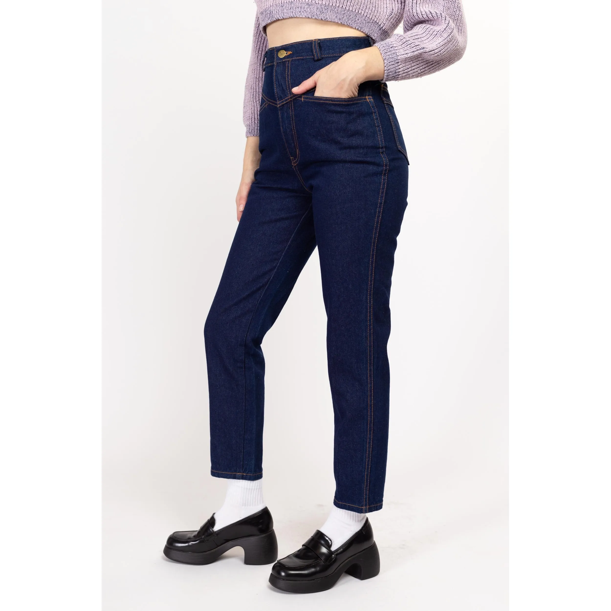 Small 80s Western Dark Wash Yoke Jeans 27"