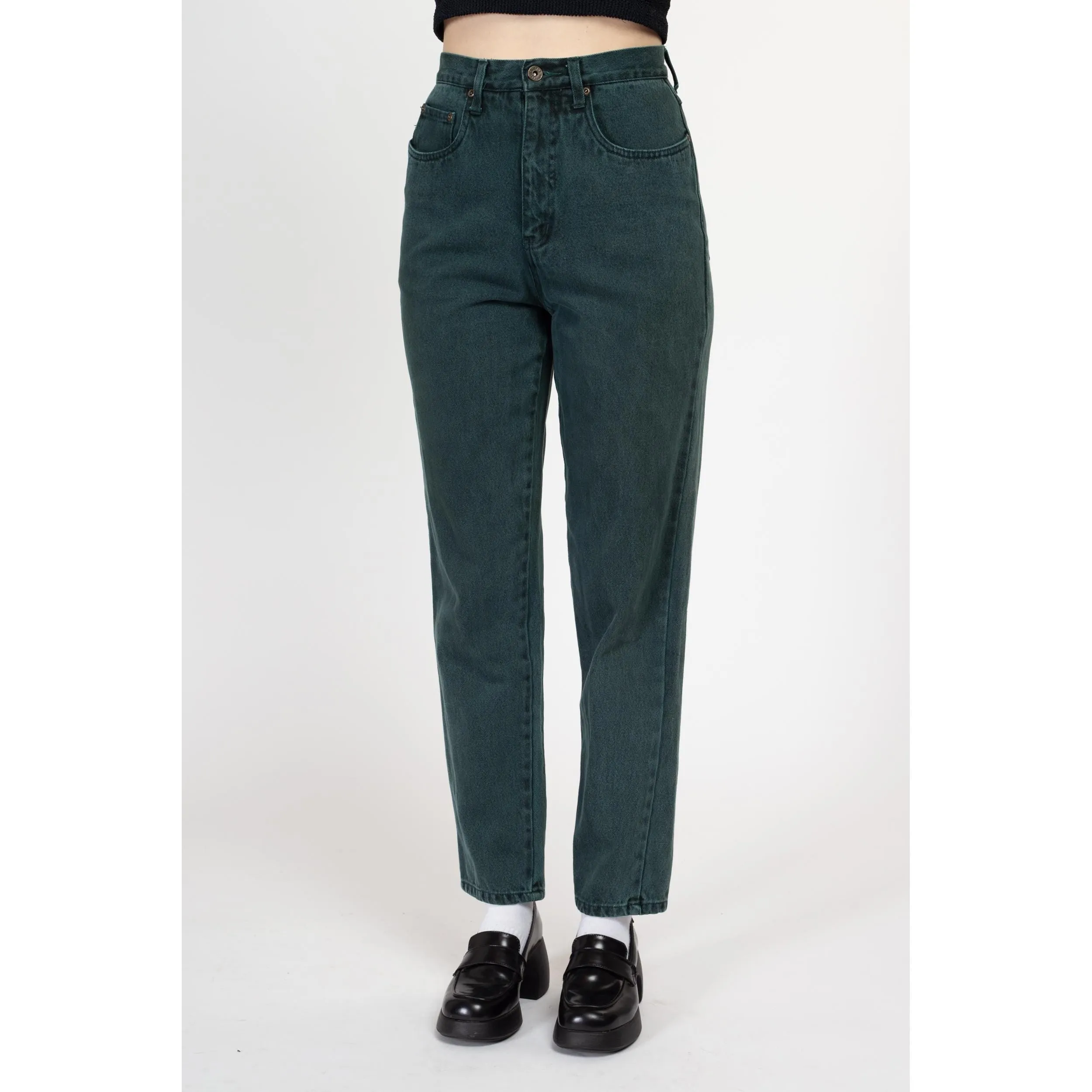 Small 90s Forest Green High Waisted Jeans 26"