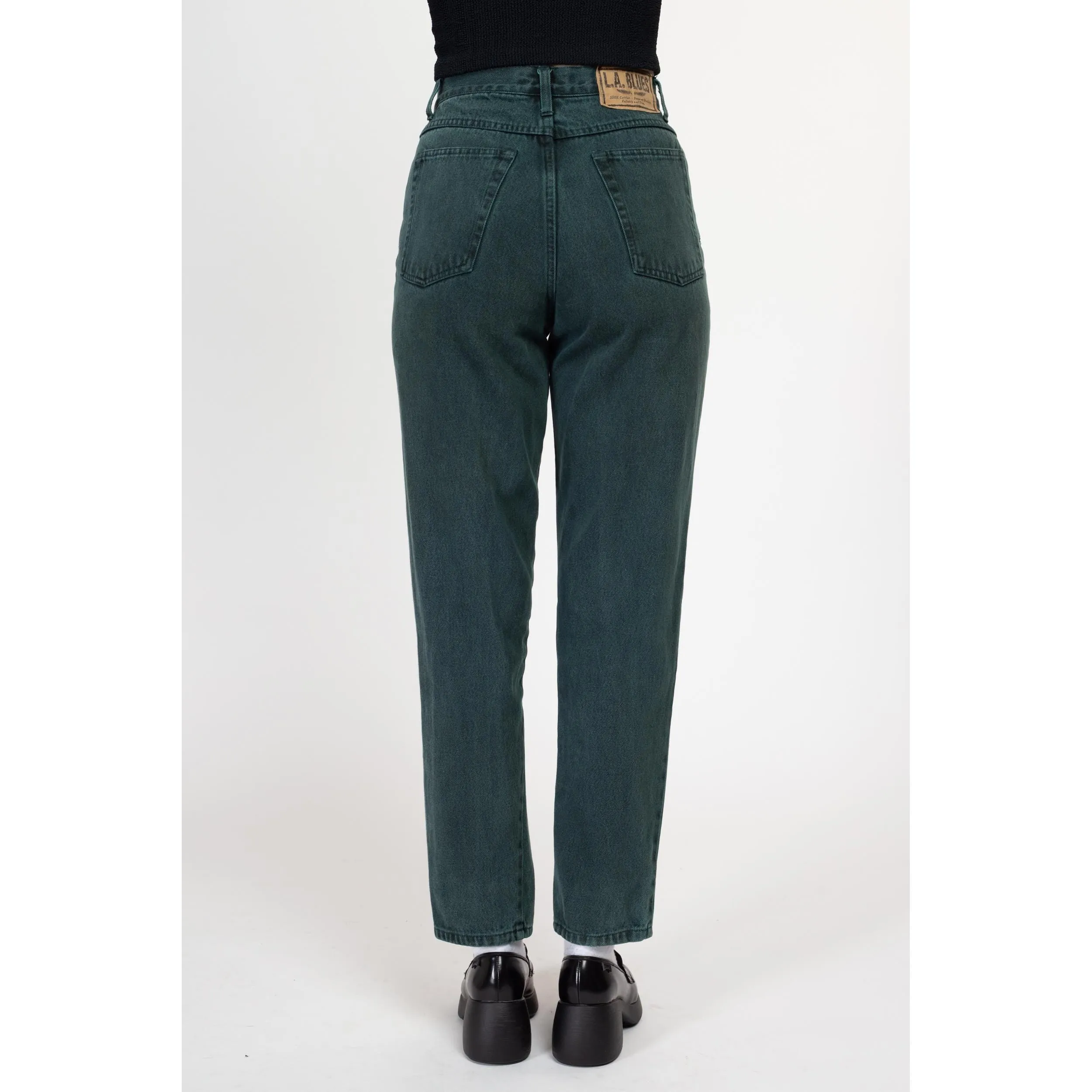 Small 90s Forest Green High Waisted Jeans 26"