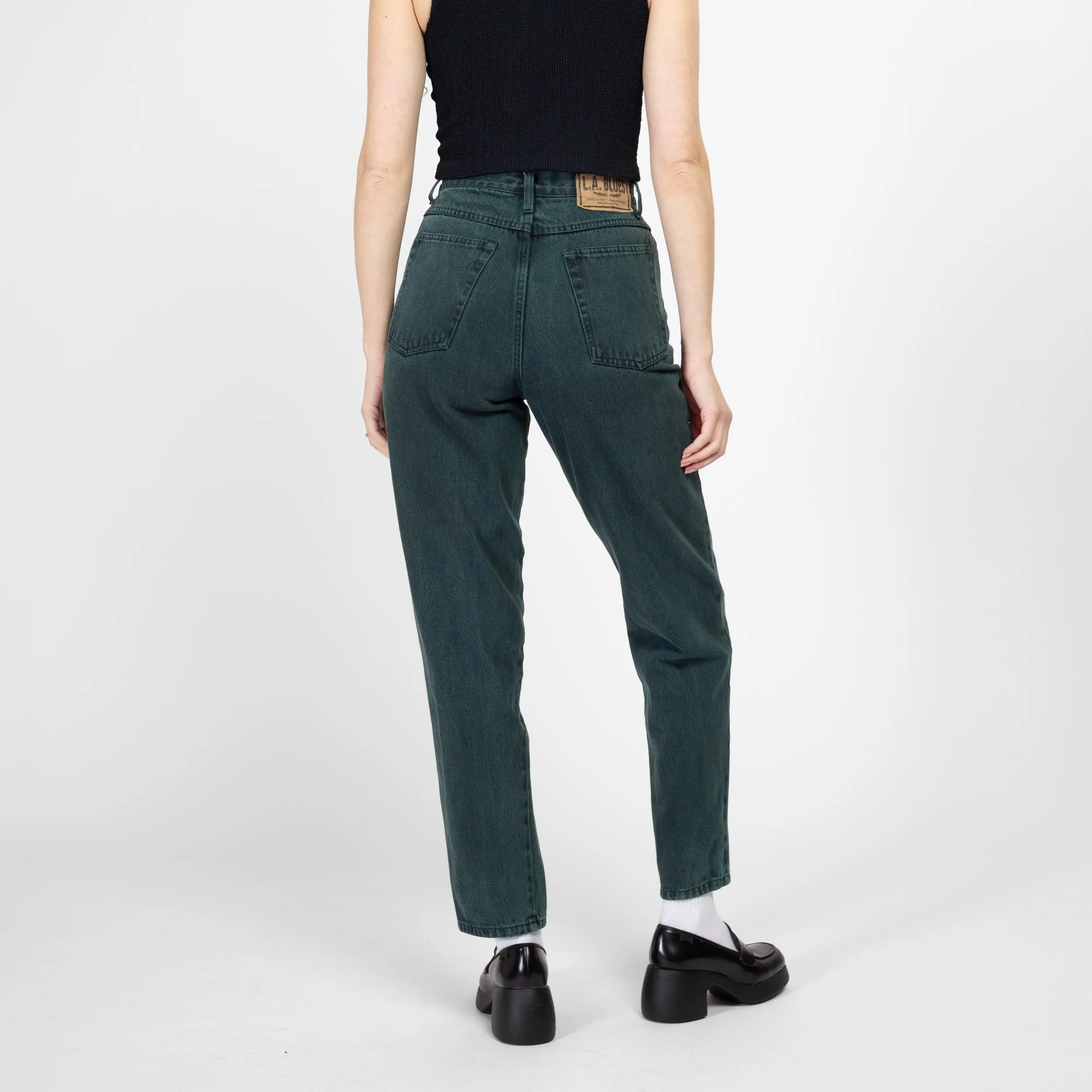 Small 90s Forest Green High Waisted Jeans 26"