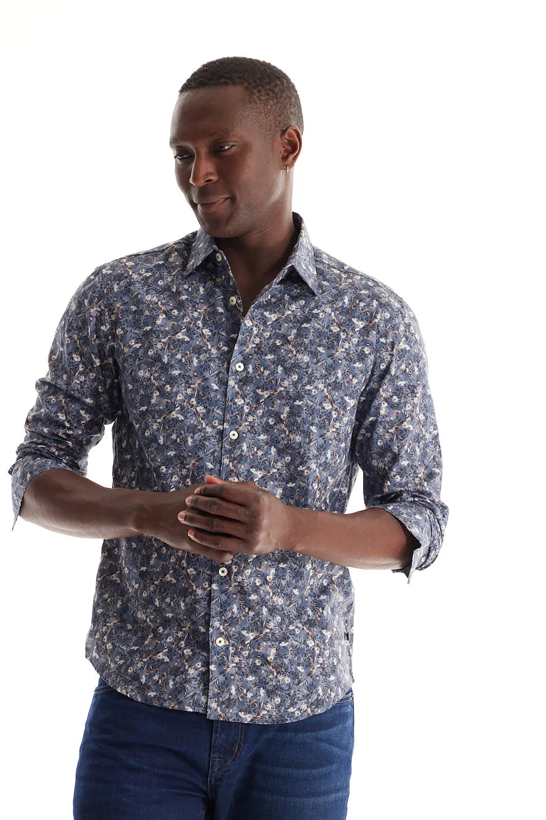 Soft Cloth Point Collar Shirt in Italian Woven Fabric - Flat Grey Hex
