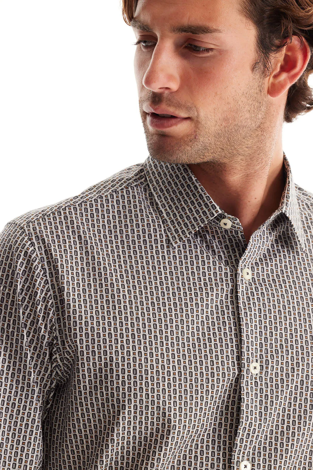 Soft Cloth Point Collar Shirt in Italian Woven Fabric - Flat Grey Hex