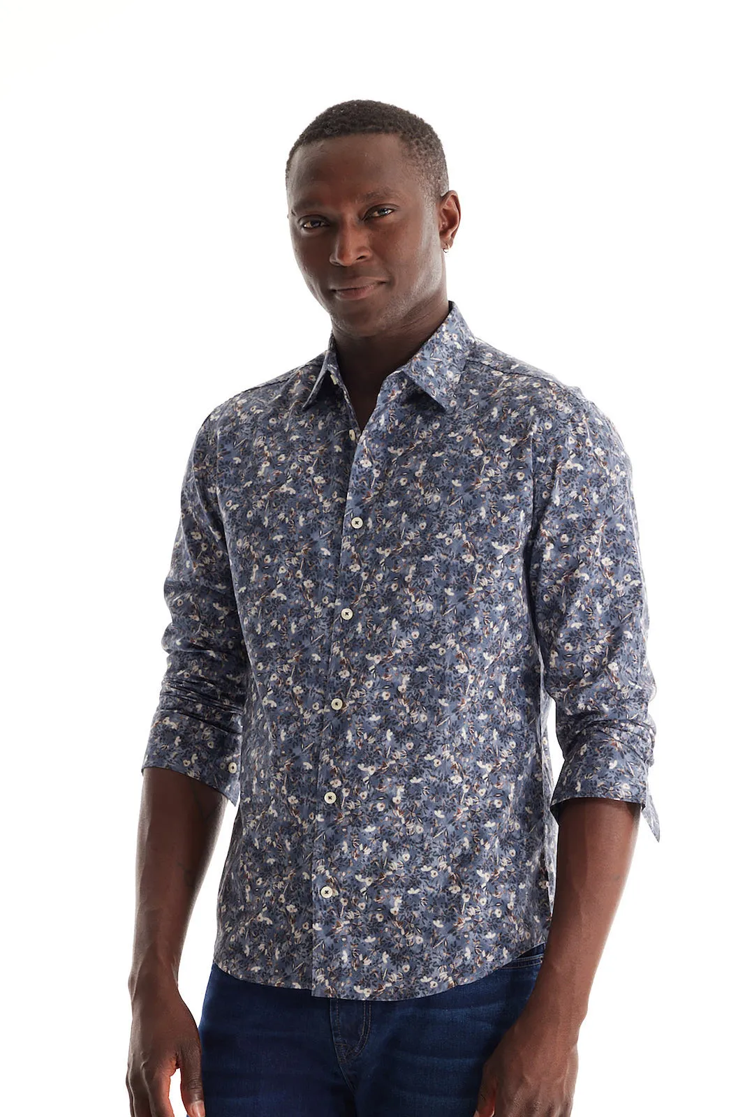 Soft Cloth Point Collar Shirt in Italian Woven Fabric - Flat Grey Hex