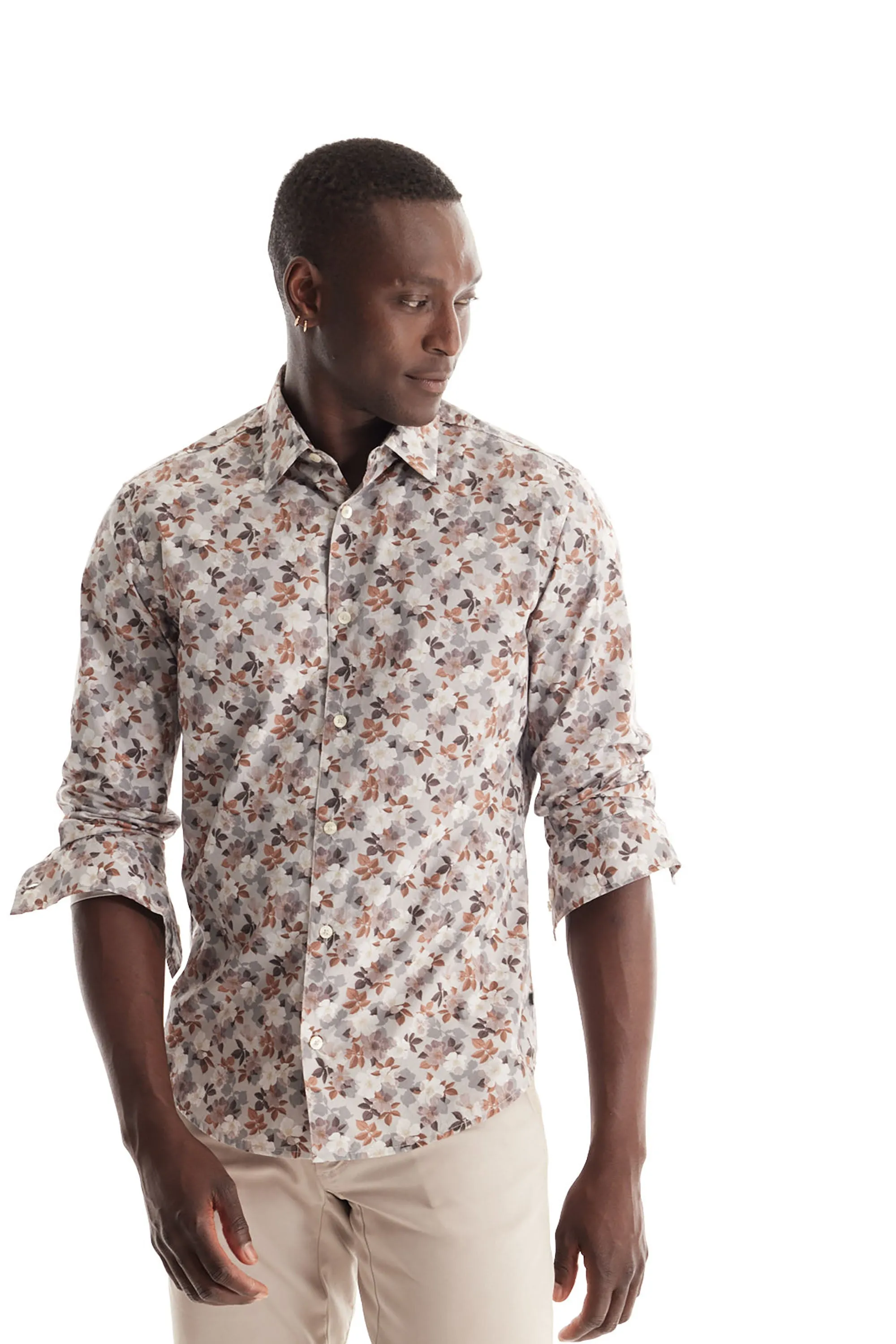 Soft Cloth Point Collar Shirt in Italian Woven Fabric - Flat Grey Hex