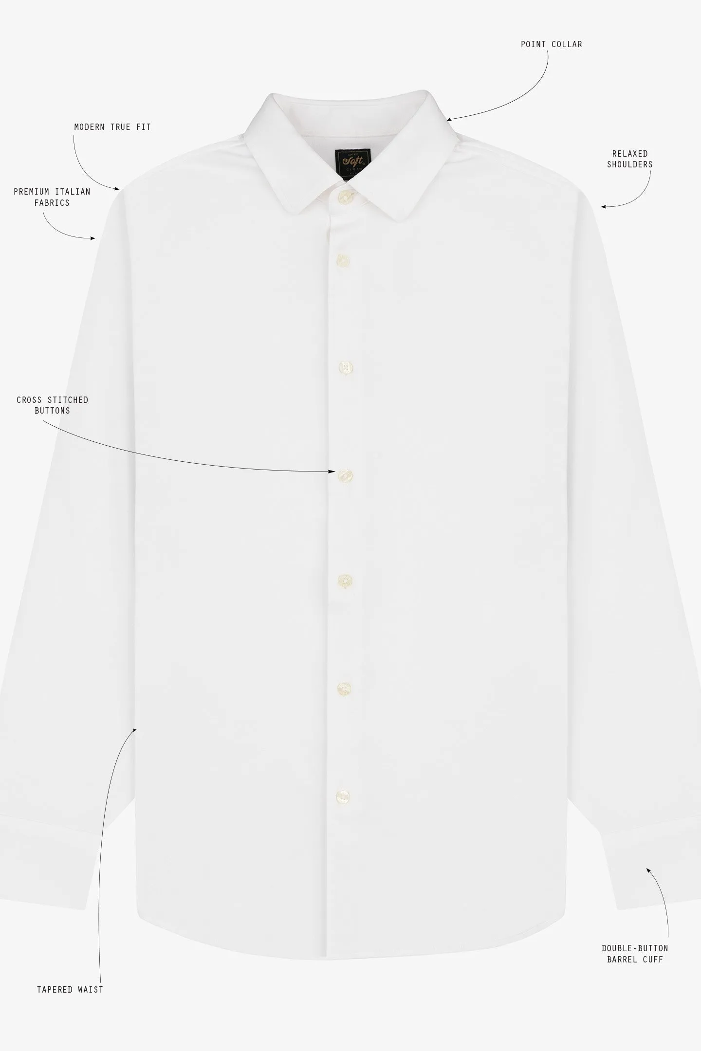 Soft Cloth Point Collar Shirt in Luxe Interlock - White