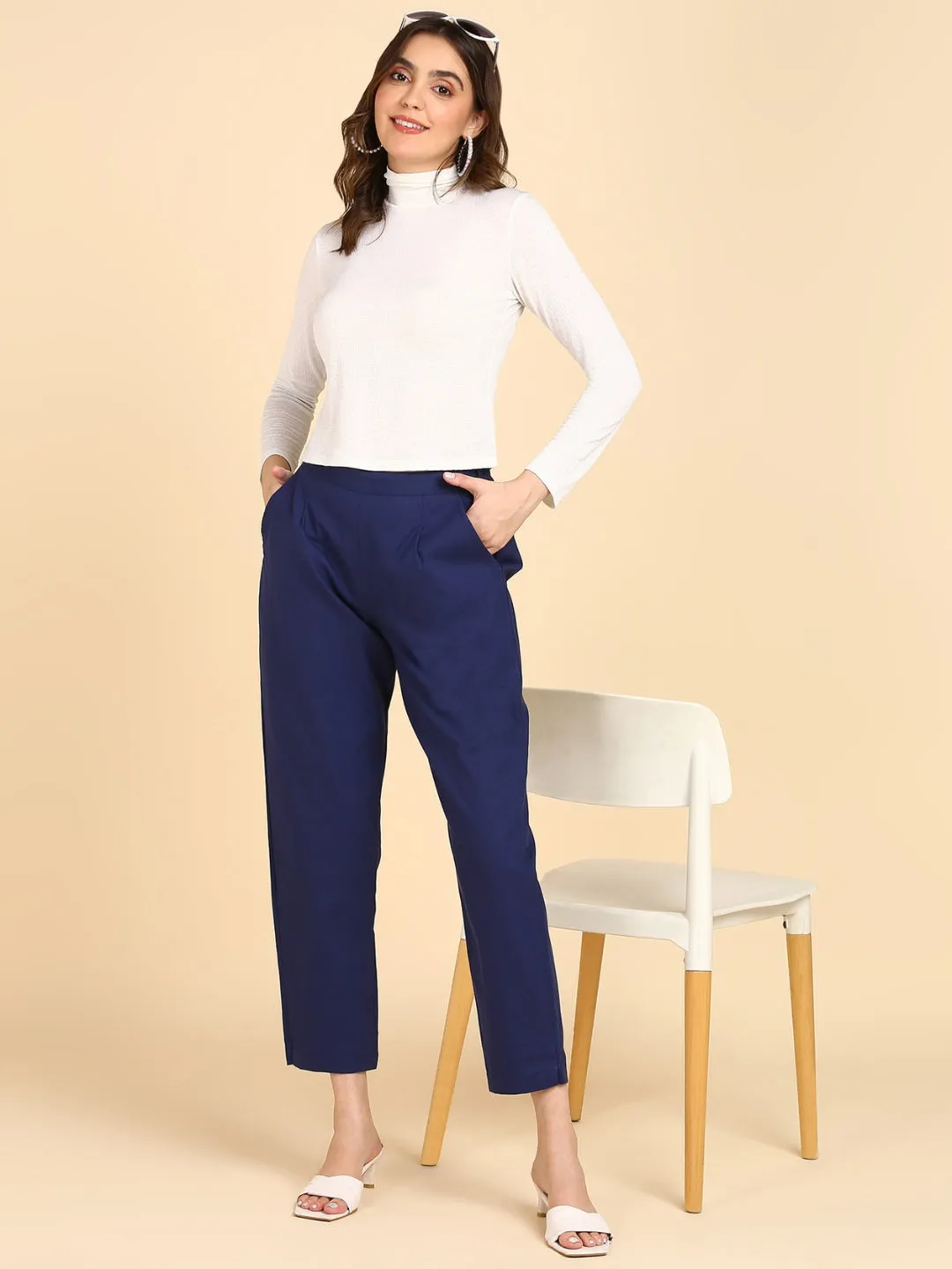 Soft Cotton Solid Color Pant - Blue