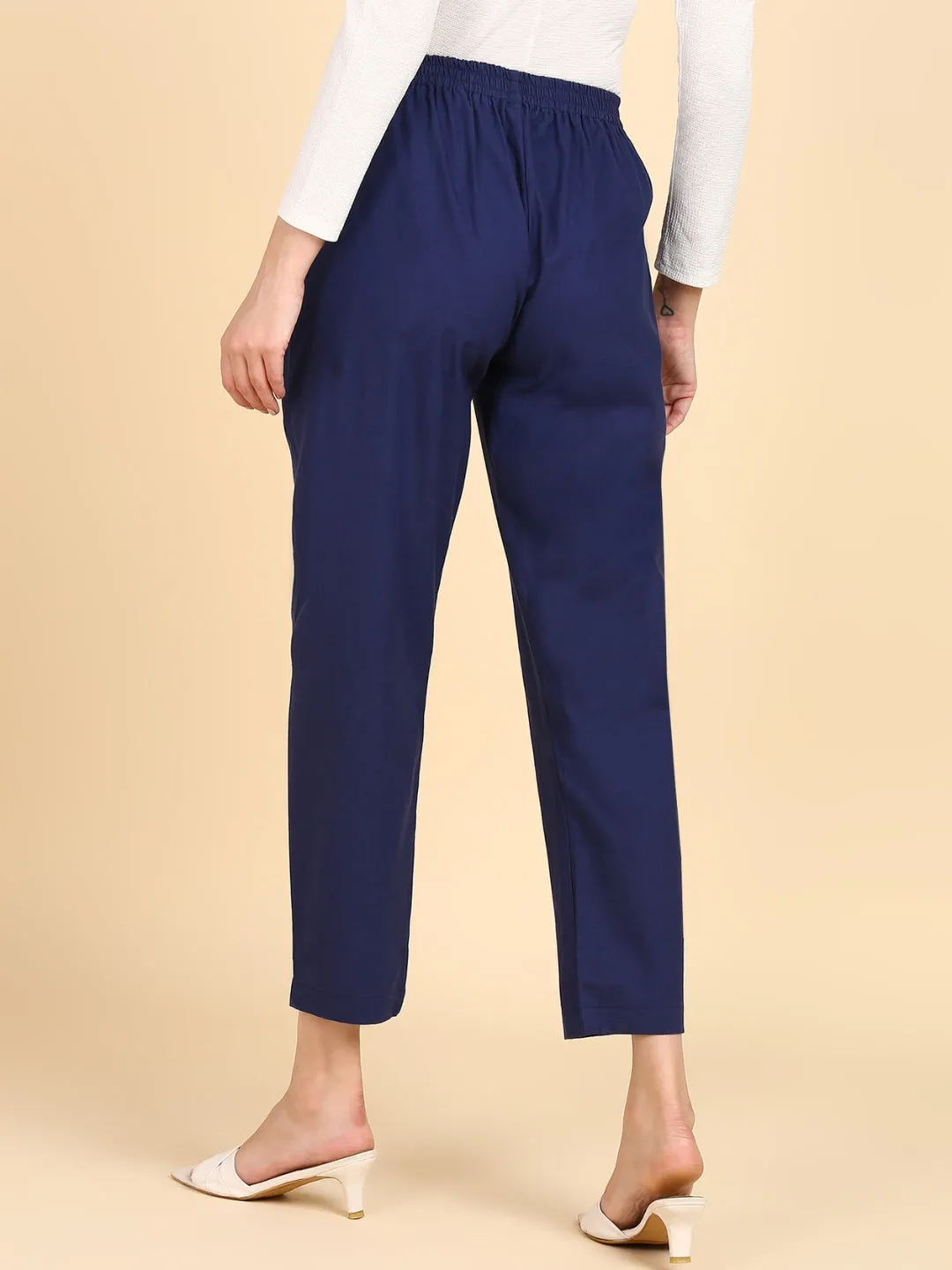 Soft Cotton Solid Color Pant - Blue