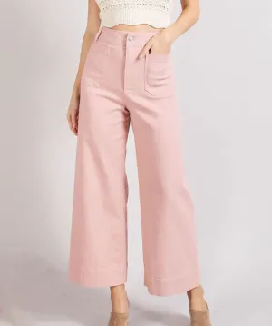 Soft Washed Wide Leg Pants - Dusty Pink