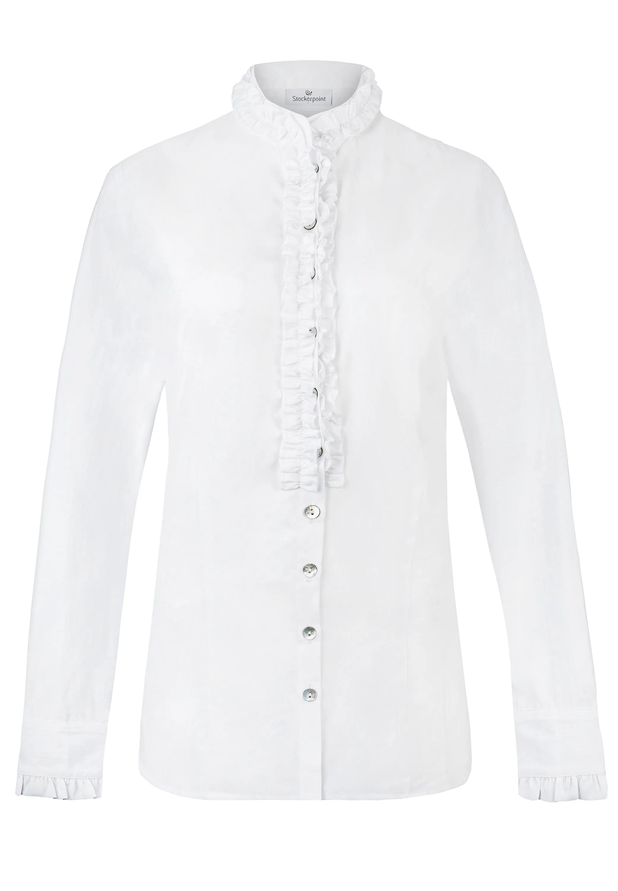 Stockerpoint Kate white Blouse with ruffles and  long sleeves