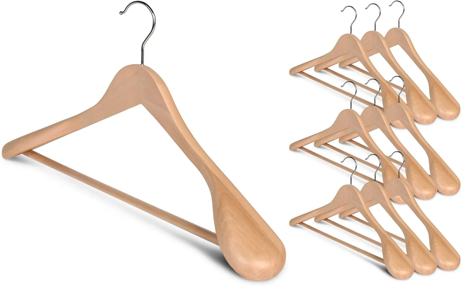 StorageWorks Extra Wide Shoulder Wood Coat Hanger for Coats, Shirts