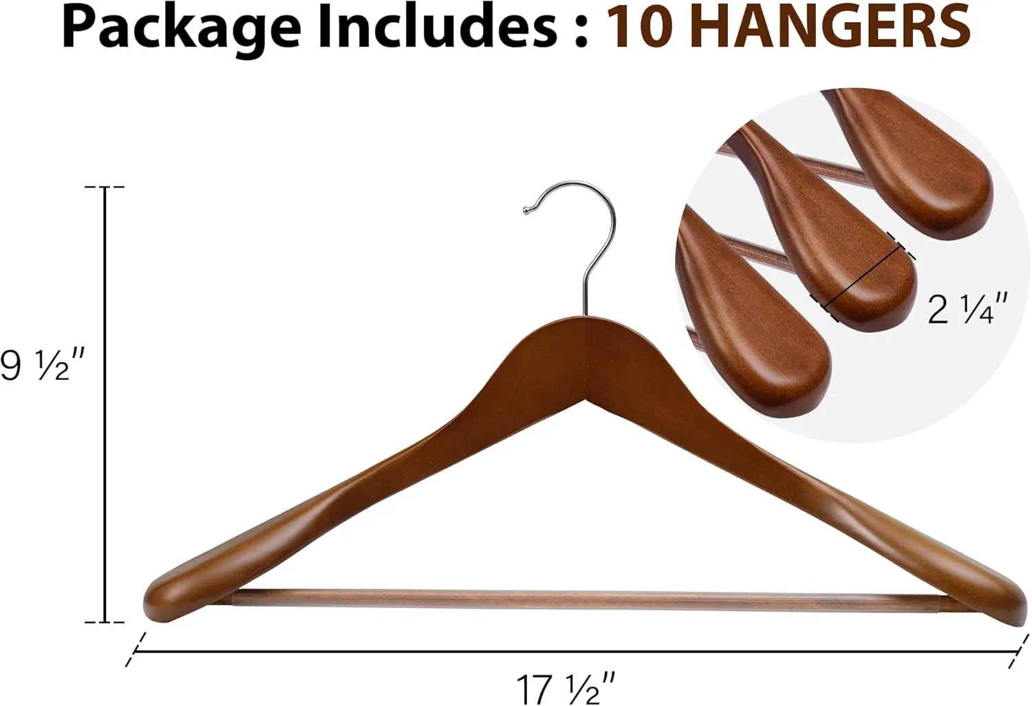 StorageWorks Extra Wide Shoulder Wood Coat Hanger for Coats, Shirts