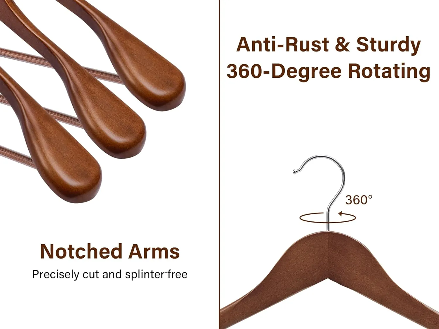 StorageWorks Extra Wide Shoulder Wood Coat Hanger for Coats, Shirts