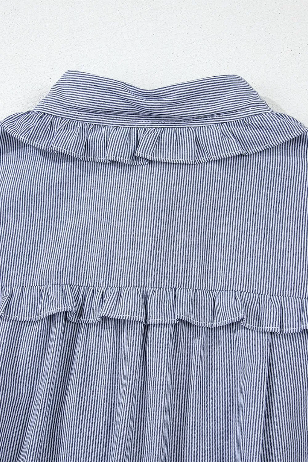 Stripe Frilled Ruffled Cap Sleeve Button Up Mini Dress