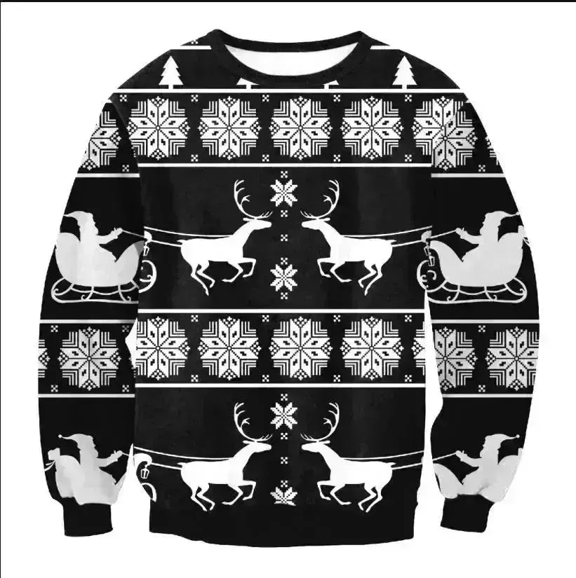 UGLY CHRISTMAS SWEATER Vacation Santa Elf Funny Womens Men Sweaters Tops Autumn Winter Clothing
