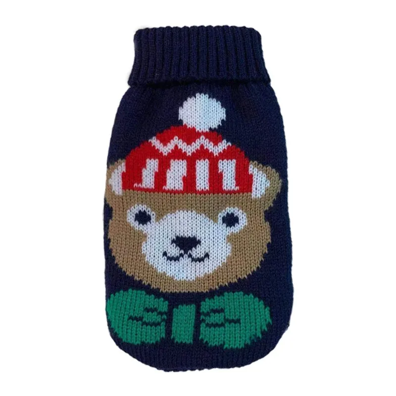 Warm Dog Sweaters for Small Medium Dogs Winter - Cute Knitted Puppy Coat - Chihuahua French Bulldog Yorkie - Animal Pattern