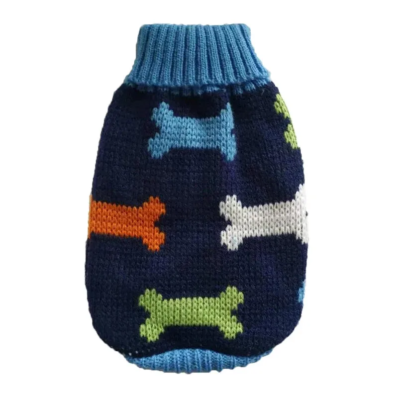 Warm Dog Sweaters for Small Medium Dogs Winter - Cute Knitted Puppy Coat - Chihuahua French Bulldog Yorkie - Animal Pattern