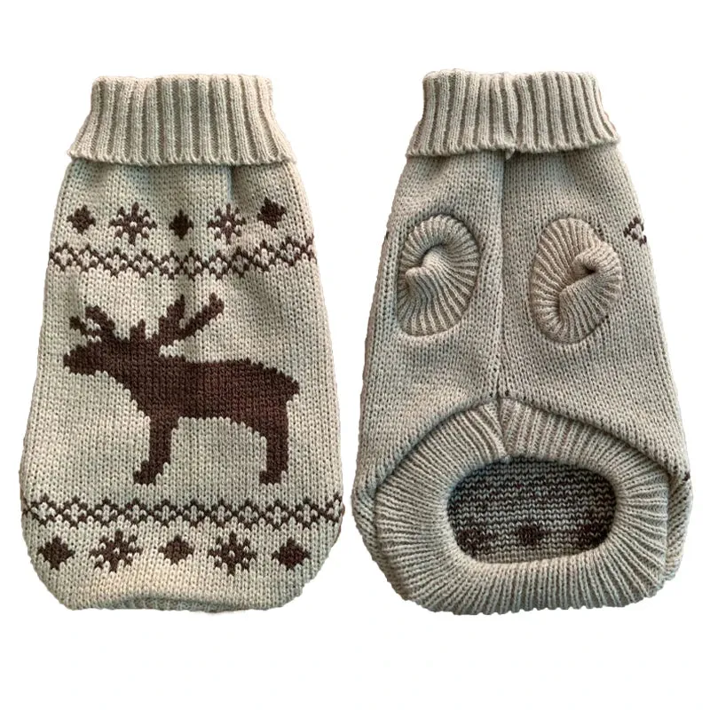 Warm Dog Sweaters for Small Medium Dogs Winter - Cute Knitted Puppy Coat - Chihuahua French Bulldog Yorkie - Animal Pattern