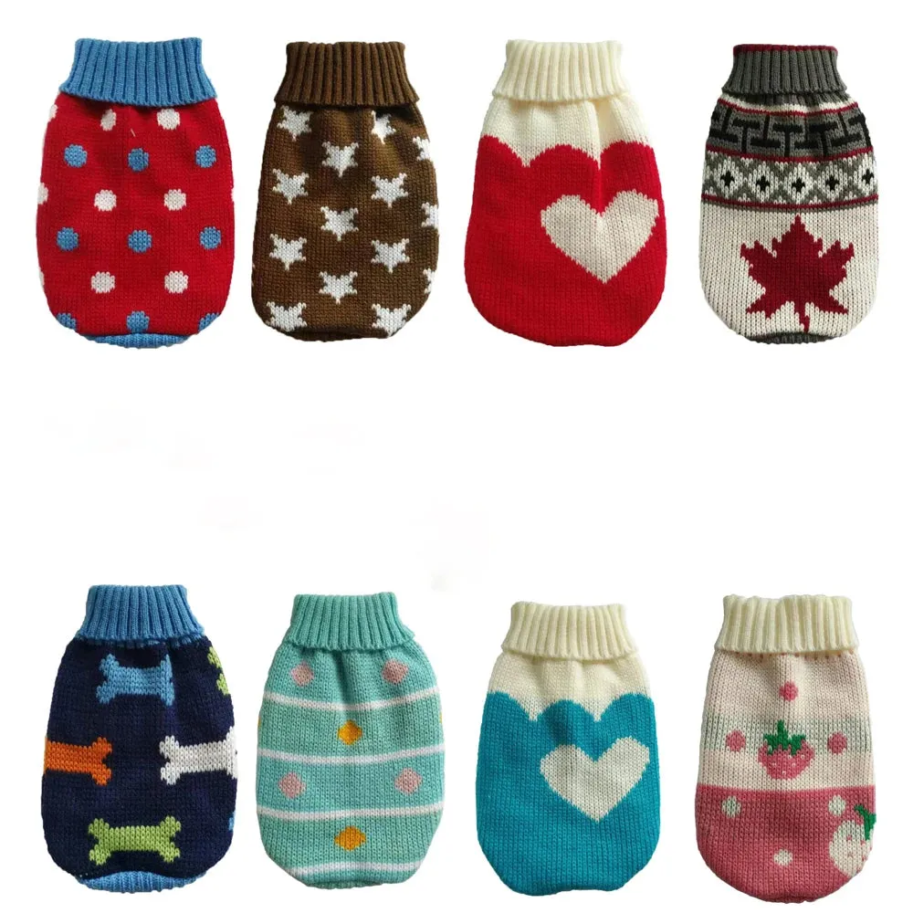 Warm Dog Sweaters for Small Medium Dogs Winter - Cute Knitted Puppy Coat - Chihuahua French Bulldog Yorkie - Animal Pattern