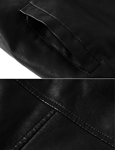 WenVen Men's Vintage Air Force Faux Leather Biker Jacket Black XL