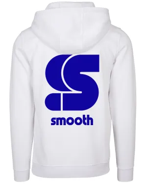 White Hoodie / S Logo Blue Front Back Men