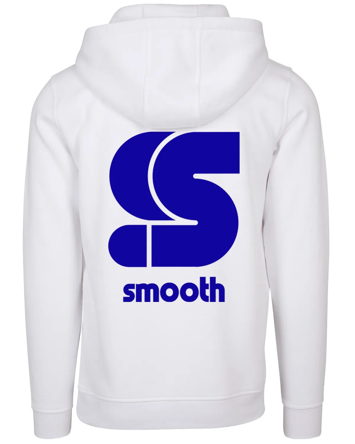 White Hoodie / S Logo Blue Front Back Men