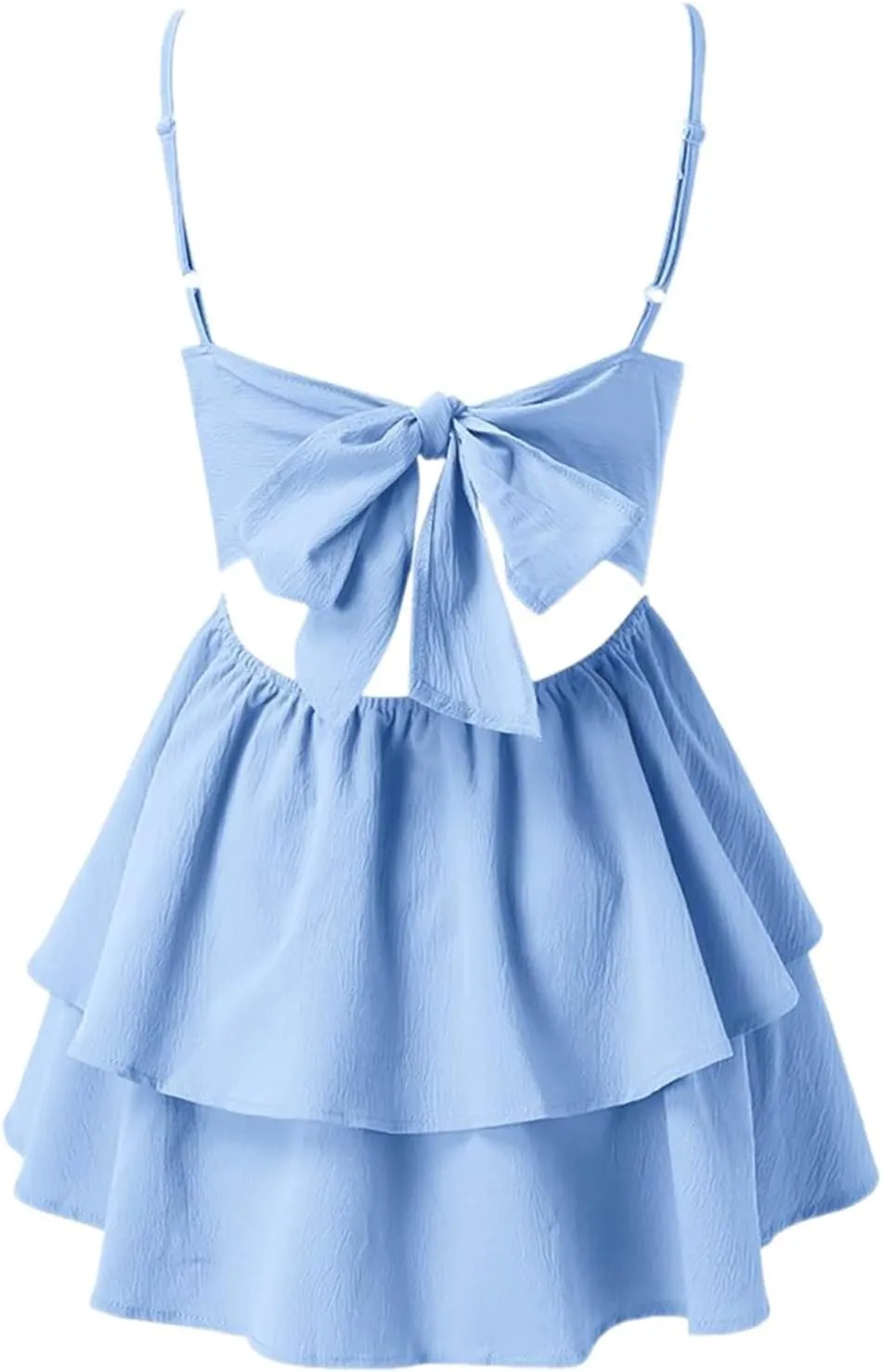 Women's 2025 Summer Spaghetti Straps Tube Mini Dress Smocked Ruffle A Line Tiered Flowy Short Party Club Dresses