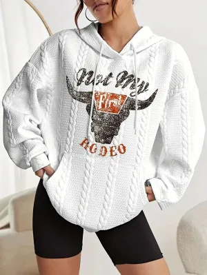Womens Cow Print Hoodie with Kangaroo Pocket