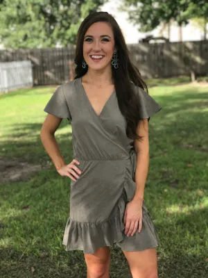 Wrapped Up in You Dress - Grey
