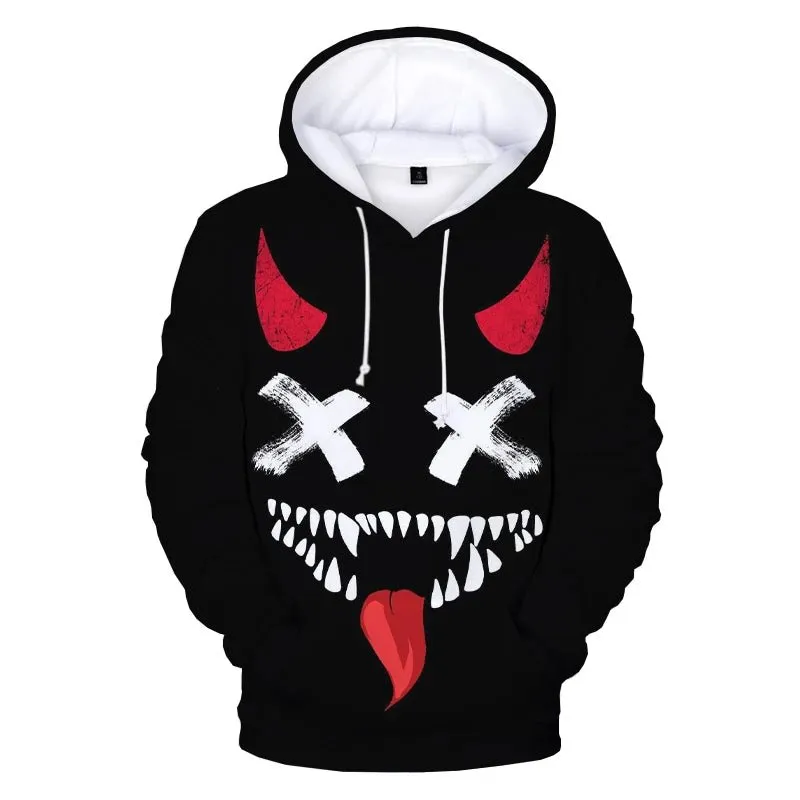 XOXO Devil Smiling Face Hoodie - Funny Graphic Pullover for Men & Women